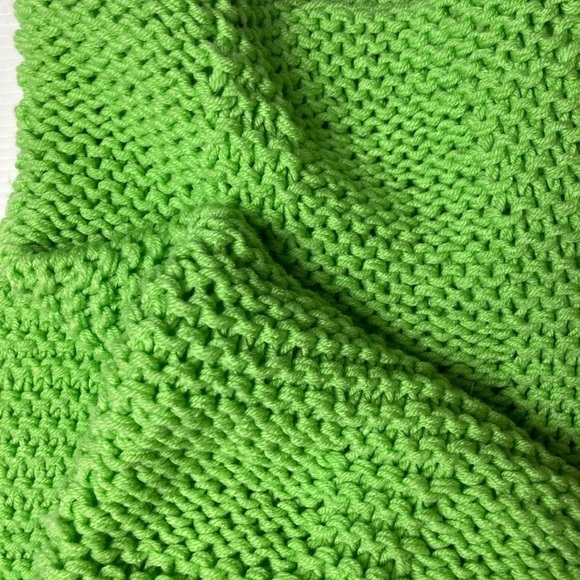 HANDMADE knit throw Kelly green - Picture 2 of 3